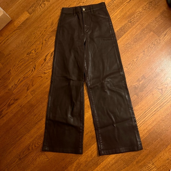 Favorite Daughter Pants - Favorite Daughter Coated Dark Brown Pants